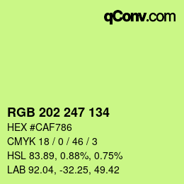 Color code: RGB 202 247 134 | qconv.com