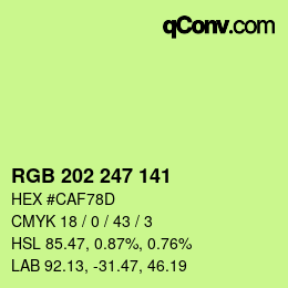 カラーコード: RGB 202 247 141 | qconv.com