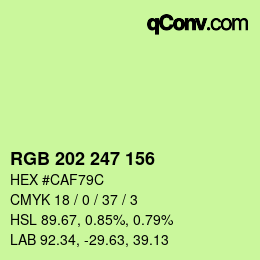 Color code: RGB 202 247 156 | qconv.com