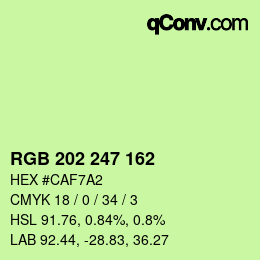 Color code: RGB 202 247 162 | qconv.com
