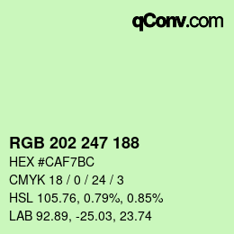Color code: RGB 202 247 188 | qconv.com