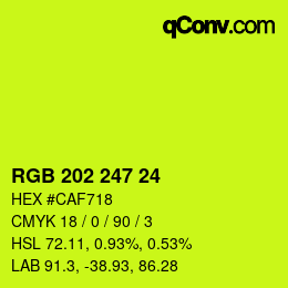 カラーコード: RGB 202 247 24 | qconv.com