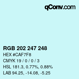 Color code: RGB 202 247 248 | qconv.com