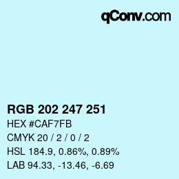 Color code: RGB 202 247 251 | qconv.com