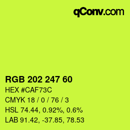 颜色代码: RGB 202 247 60 | qconv.com