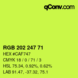 カラーコード: RGB 202 247 71 | qconv.com
