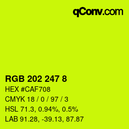 颜色代码: RGB 202 247 8 | qconv.com