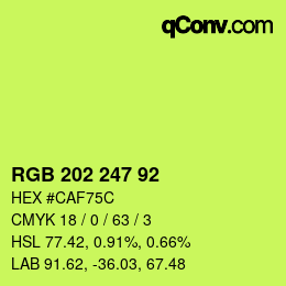カラーコード: RGB 202 247 92 | qconv.com