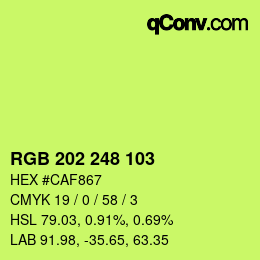 カラーコード: RGB 202 248 103 | qconv.com