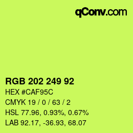 Color code: RGB 202 249 92 | qconv.com