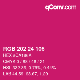 颜色代码: RGB 202 24 106 | qconv.com