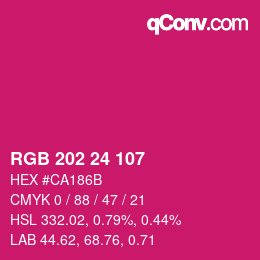 颜色代码: RGB 202 24 107 | qconv.com