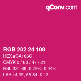 颜色代码: RGB 202 24 108 | qconv.com