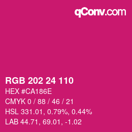 颜色代码: RGB 202 24 110 | qconv.com