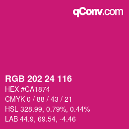 颜色代码: RGB 202 24 116 | qconv.com