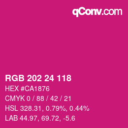 颜色代码: RGB 202 24 118 | qconv.com