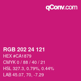 カラーコード: RGB 202 24 121 | qconv.com