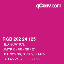 カラーコード: RGB 202 24 125 | qconv.com