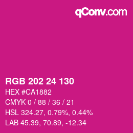 颜色代码: RGB 202 24 130 | qconv.com