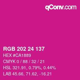 颜色代码: RGB 202 24 137 | qconv.com