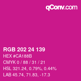 颜色代码: RGB 202 24 139 | qconv.com