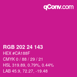 颜色代码: RGB 202 24 143 | qconv.com