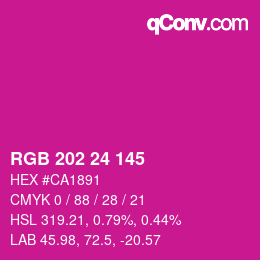 颜色代码: RGB 202 24 145 | qconv.com