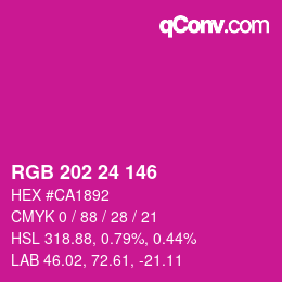 颜色代码: RGB 202 24 146 | qconv.com