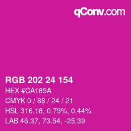 颜色代码: RGB 202 24 154 | qconv.com
