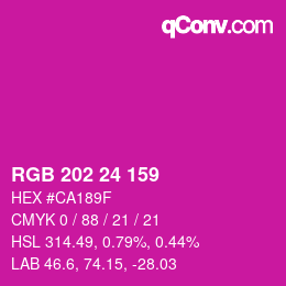 颜色代码: RGB 202 24 159 | qconv.com