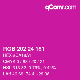 颜色代码: RGB 202 24 161 | qconv.com
