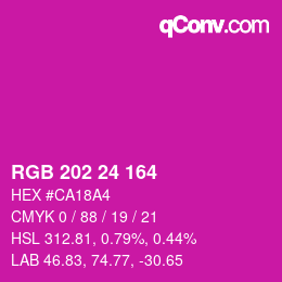 颜色代码: RGB 202 24 164 | qconv.com