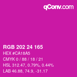 颜色代码: RGB 202 24 165 | qconv.com