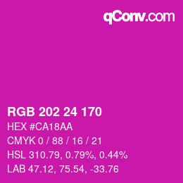 颜色代码: RGB 202 24 170 | qconv.com