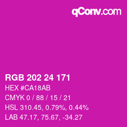 颜色代码: RGB 202 24 171 | qconv.com