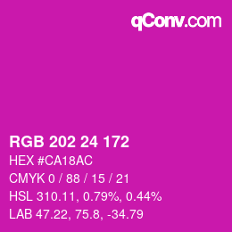 颜色代码: RGB 202 24 172 | qconv.com