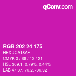 颜色代码: RGB 202 24 175 | qconv.com
