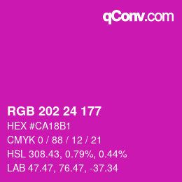 颜色代码: RGB 202 24 177 | qconv.com