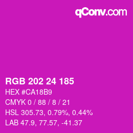 颜色代码: RGB 202 24 185 | qconv.com