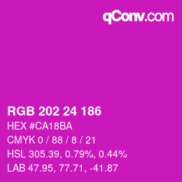 颜色代码: RGB 202 24 186 | qconv.com