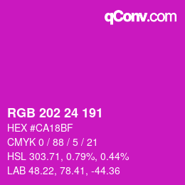 カラーコード: RGB 202 24 191 | qconv.com