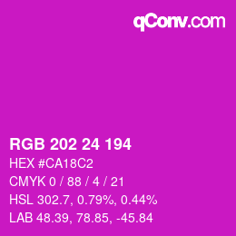 颜色代码: RGB 202 24 194 | qconv.com