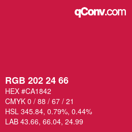 カラーコード: RGB 202 24 66 | qconv.com