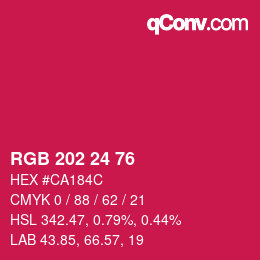 颜色代码: RGB 202 24 76 | qconv.com