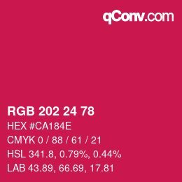 颜色代码: RGB 202 24 78 | qconv.com