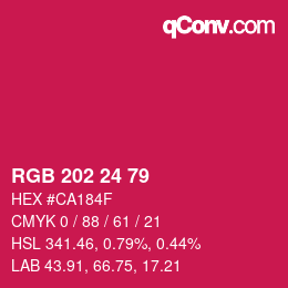 颜色代码: RGB 202 24 79 | qconv.com