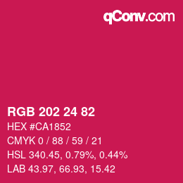 颜色代码: RGB 202 24 82 | qconv.com