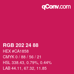 颜色代码: RGB 202 24 88 | qconv.com