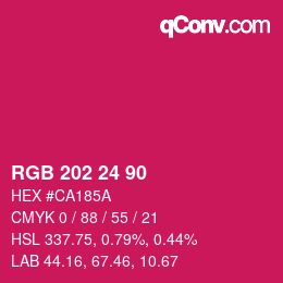 颜色代码: RGB 202 24 90 | qconv.com