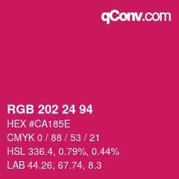颜色代码: RGB 202 24 94 | qconv.com
